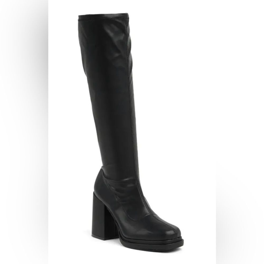 New Steve Madden Y2k Object Tall Boot In Black Pa… - image 1